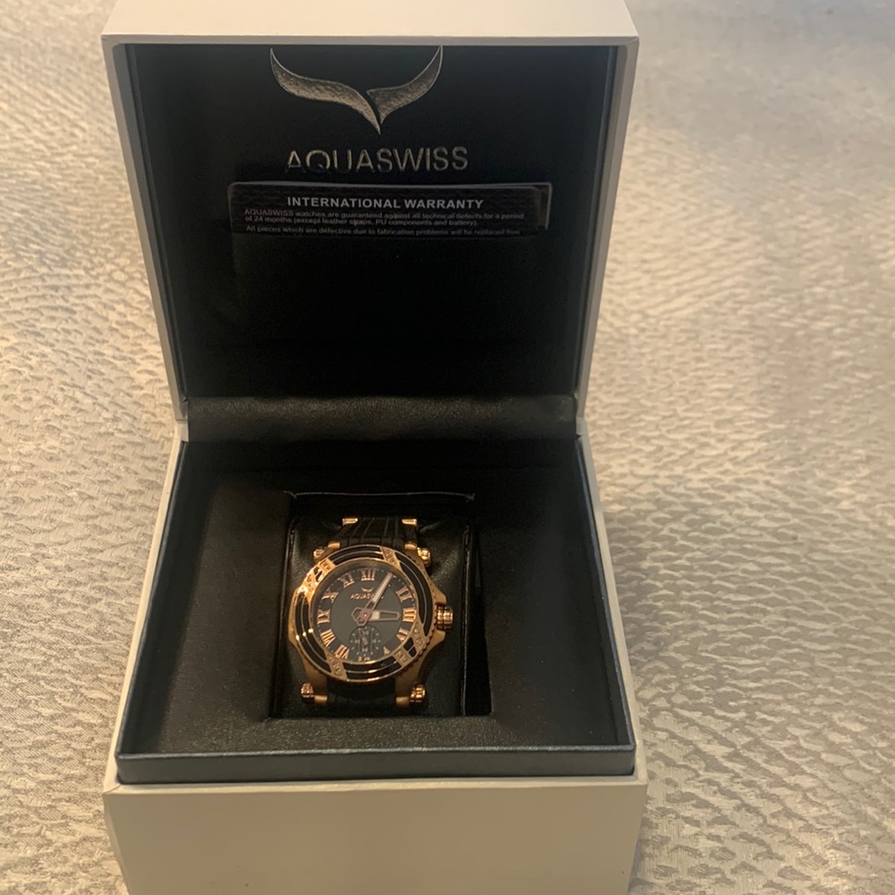 Aqua Swiss Rose gold and diamond watch**needs new battery